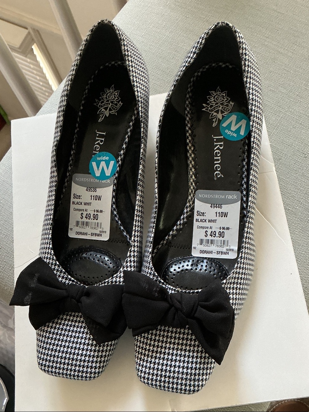 J.Renee Black & White Houndstooth Bow Flats